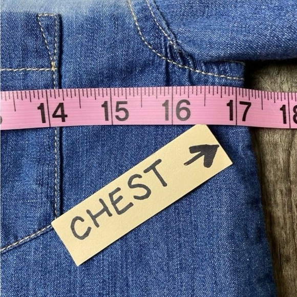 Free People Before Sunrise Ombre Long Sleeve Boho Top Button Up Denim XS ( F ) - Picture 7 of 8